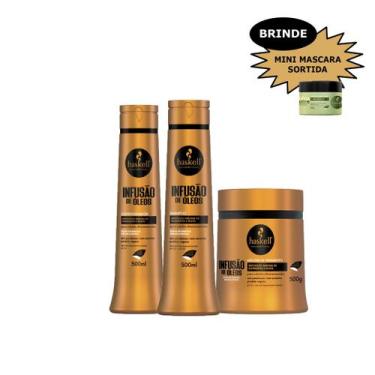 Imagem de Kit Haskell Infusão De Óleos Shamp cond masc 500g Mimo