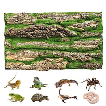 Imagem de PINVNBY Fundo de terrário de cortiça de réptil, dragão barbudo, fundo de casca natural, decoração de habitat de parede com musgo artificial, tapete de répteis de 60 cm x 40 cm para lagartixa, lagarto, tartaruga, sapo, camaleão (pacote com 2)