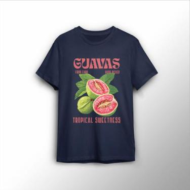 Imagem de Camiseta Estampada com Goiabas, Estampa Tropical - Lobo Sete, GG, Azul