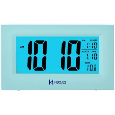 Imagem de Relógio Despertador Digital Luz Noturna Preto Herweg 2972