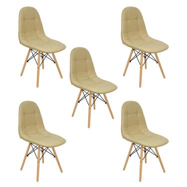 Imagem de Kit 5 Cadeiras Charles Eames Botonê Eiffel Estofada Bege