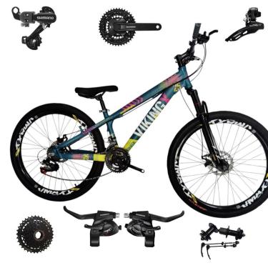 Imagem de Bicicleta 26 VikingX T25 24v Freeride Shimano K7 Cubo e Catraca Pneu Balão Flame-Unissex