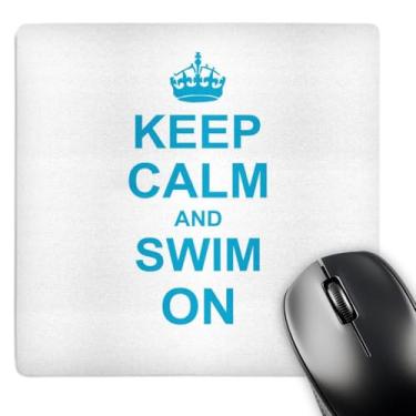 Imagem de 3dRose 20,3 x 20,3 x 0,6 cm Keep Calm and Swim on Carry on Swimment, hobby ou presentes profissionais de nadador, mouse pad engraçado de humor (mp_15777_1)