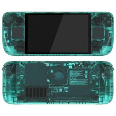 Imagem de eXtremeRate Conjunto completo de substituição com botões para console portátil Steam Deck OLED, capa de trackpad de placa frontal verde esmeralda personalizada para console OLED Steam Deck - Sem