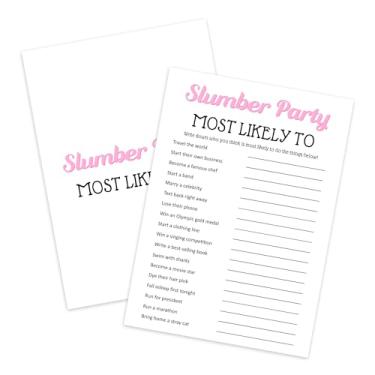 Imagem de ZEDEV Slumber Party Games - Most Likely to, Sleepover Party Supplies for Girls, Teen, Adult, Pink Pajama Party Games, Set of 20 Games Cards, Birthday Party Activity Decor -A04