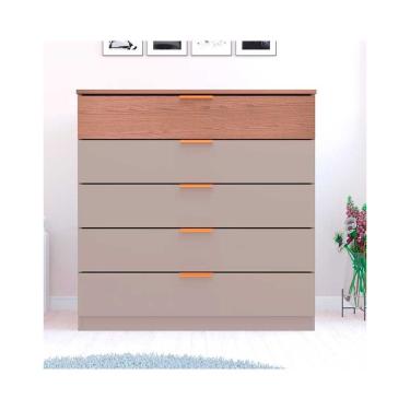 Imagem de Cômoda Bartira Diplomata Com 5 Gavetas, 42 Polegadas Avelã-cappuccino