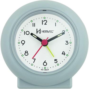 Imagem de Despertador Analógico Redondo Tradicional Quartz Cinza - Cinza