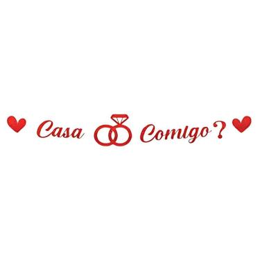 Imagem de Faixa Decoração Casa Comigo Anel Vermelho - 1 Unidade