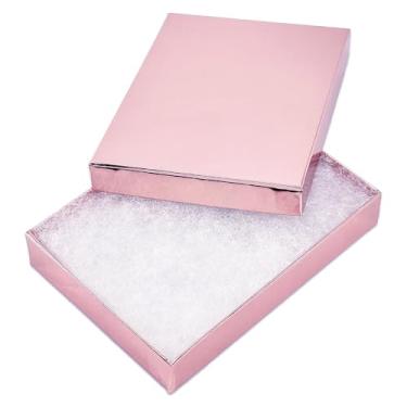 Imagem de TheDisplayGuys – Pacote com 25 caixas de presente de papelão de papel kraft #53 com enchimento e tampa de algodão - ouro rosa - (13,7 cm x 9,9 cm x 2,5 cm)