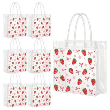 Imagem de Sacos de lembrancinha de festa transparentes de morango – Doce Berry transparente PVC Goodie Candy Bags Bolsa com tema de frutas, suprimentos de festa para casamento, aniversário, chá de bebê, dia dos
