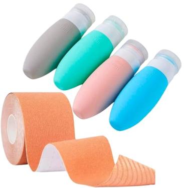 Imagem de Kit Viagem com 4 Potes de Silicone e Fita Adesiva Corporal para Busto, Cor Nude, Resistente à Água