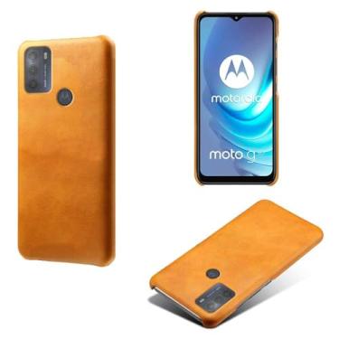 Imagem de Capa para MOTO G50,Proteção contra quedas,Casca de volta de cor sólida simples,Design de couro de imitação de plástico-Orange