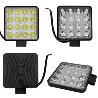 Imagem de Farol Milha 16 Leds 48w 12v/24v Quadrado Off Road 6000-6500k (1 Unidade)