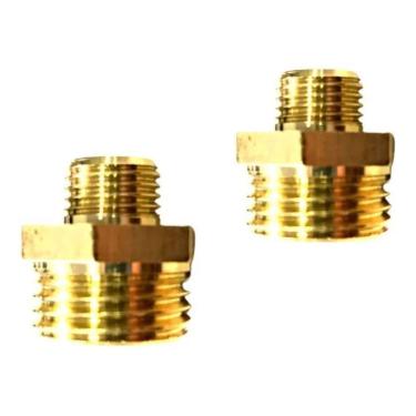 Imagem de 2 Peças Niple Redução Conexão Latão 1/2 - 3/8 Rosca Bsp -Kit