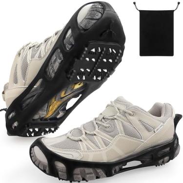 Imagem de FUSIGO Ice Cleats Snow Traction, 24 tachas de tração, chuteira de gelo para sapatos e botas slip-on stretch calçados Crampons para caminhadas (1 par) (34 a 38 homens/36 a 38 mulheres)