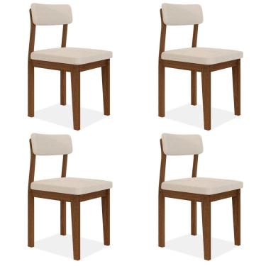 Imagem de Conjunto Com 4 Cadeiras Estofadas Utah Freijó/bouclé Off - M.a