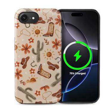 Imagem de ZHEGAILIAN Capa compatível com iPhone 16e, [compatível com MagSafe], capa rígida híbrida de 2 camadas para meninas, meninos, mulheres, homens, capa de telefone com design de cacto
