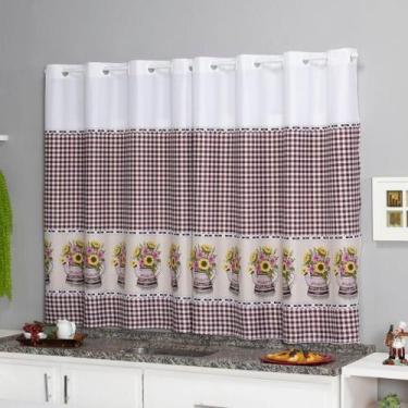 Imagem de Cortina Oxford Para Cozinha Janela Vitrô 2,00x1,40 Estampada Lisa Com 
