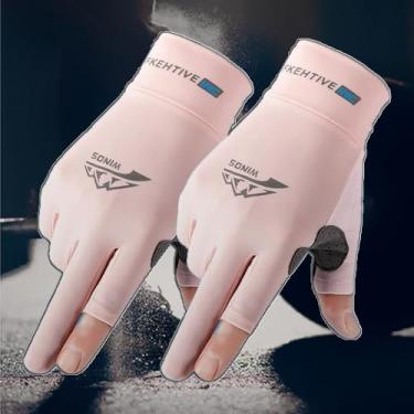 Imagem de 1 par de luvas de proteção UV de dedo inteiro – mulheres e homens, pesca, caminhadas, ciclismo, condução, academia, presentes para mulheres e homens (rosa G)