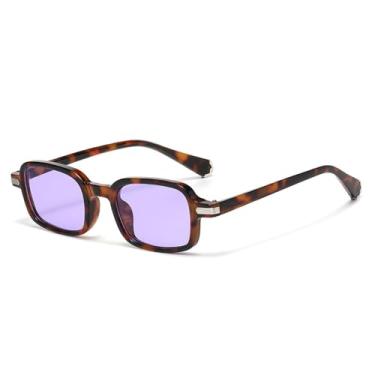 Imagem de Óculos de Sol Femininos com Lentes Transparentes Degradê Oceano, Proteção UV400, Rebites e Design Masculino para Esportes ao Ar Livre, Corrida e Ciclismo, Estampa de Leopardo Roxa
