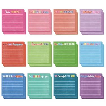 Imagem de 24 peças de notas adesivas inspiradoras com linhas, lindos blocos de notas adesivas motivacionais presentes de agradecimento de funcionários de Natal a granel para colegas de trabalho, professores