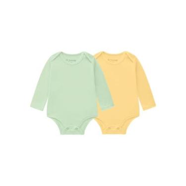 Imagem de Kit de bodies bebê unissex com cor lisa Brandili Baby-Amarelo, Amarelo