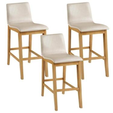 Imagem de Kit 03 Banquetas Altas Estofada Para Cozinha Sala De Jantar Fixa Elis 