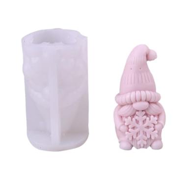 Imagem de Molde de silicone para vela de Natal, reutilizável, molde de vela de Natal 3D, moldes de vela de silicone para férias, sabão feito à mão, decorações de Natal, suprimentos de artesanato (gnomo de