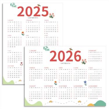 Imagem de Calendário de parede anual 2025-2026, calendário 2026, janeiro de 2025 a dezembro de 2026, calendário de 2 anos 2025-2026 para sala de aula, parede, mesa, geladeira, tabela, mensal, papel grande