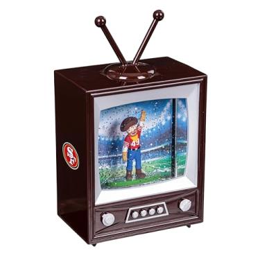 Imagem de NFL San Francisco 49ers Lanterna Globo de Neve, Globo de Água Vintage para TV com Luzes e Purpurina Giratória, Decoração de Mesa de Futebol de Natal Operada por Pilhas, Presente de Memorabilia para