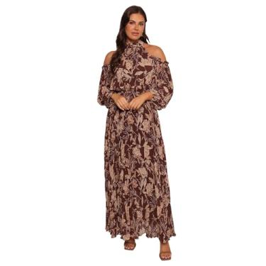 Imagem de Petal & Pup Vestido longo plissado Hilary feminino - marrom floral, Marrom floral, GG