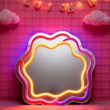 Imagem de Neonawall Neon Sign for Wall Decor Light Up Letters Mirror Led Sign Birthday Party Gifts Led Decorative Night Signs Room Decorations Supplies Girl Birthday Party Signs for Home Bedroom Dorm (Rose)