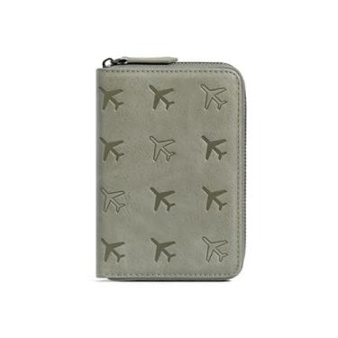 Imagem de Porta-passaporte para viagem, carteira feminina com bloqueio de RFID, cartões de crédito, organizador de bilhetes de voo, porta-cartões, Cinza, Viagens