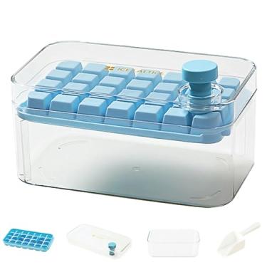 Imagem de Bandeja para máquina de gelo com recipiente – Cubos de silicone para colocar automaticamente na caixa de armazenamento, capacidade para mais de 30 cubos para festas, pode ser lavado na lava-louças