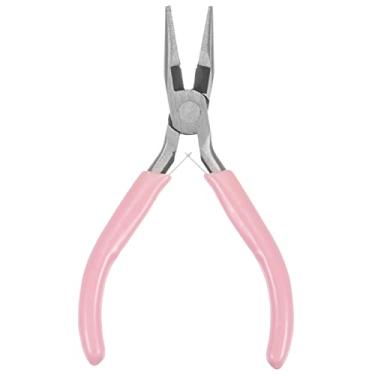 Imagem de Alicate de ponta de agulha mini alicate de precisão dentado de 11 cm com alça de plástico rosa para artesanato faça você mesmo para fazer joias