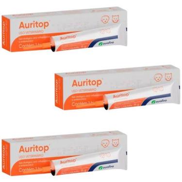 Imagem de Kit 3 Auritop Gel Otológico Dor Ouvido Aguda Crônica Cães E Gatos - Ou