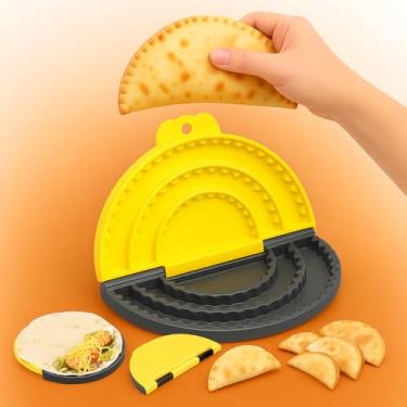 Imagem de Crimpador de tortilha | Anéis removíveis de crosta de 25,4 cm/20,3 cm/15,2 cm | para burritos, bolinhos, pastéis e mais | crimpador de tortilha Tacos, lavável na lava-louças (15 cm + 20 cm + 25 cm)