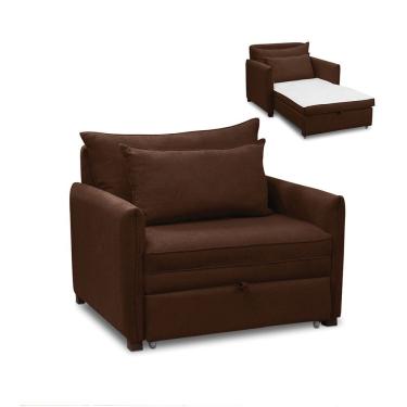 Imagem de Poltrona Cama Retrátil Solteiro Com Rodízio Cloe Bouclê E03 - D'rossi Marrom