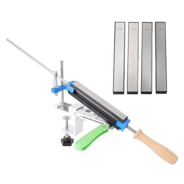 Imagem de Depisuta Kit de Afiação de Facas, Sistemas Profissional de Afiação de ângulo Fixo Com 4 Pedras de Amolar 150# 400# 800# 2000#, Liga de Alumínio de Alta Resistência (Com 4 pedras de amolar de