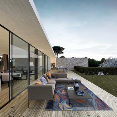 Imagem de Tapete para ambientes externos, 12 x 17 cm, canudo de plástico impermeável, impermeável, tropical, hidrofóbico, não mofado, para deck, anticongelante, resistente a rasgos, tapete têxtil para jardim e