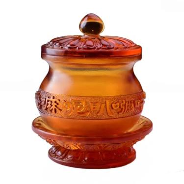 Imagem de FENNYYAR Faça oferendas ao copo de água benta com esmalte colorido de Buda, 9,5 cm, 9,5 cm, enfeite de copo de abastecimento de água para uso doméstico