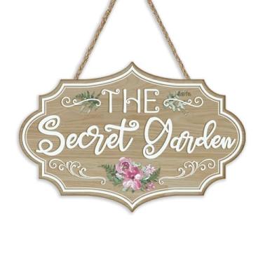 Imagem de Bolisom Placa de madeira floral para jardim secreto, decoração de casa, guirlanda de madeira, decoração de casa de fazenda, presente de jardinagem