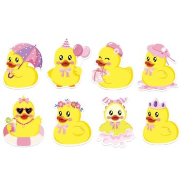 Imagem de Whaline 1000 pçs adesivos de rolo de pato de borracha rosa autoadesivos fofos adesivos com tema de pato para envelope garrafa de água scrapbook decoração primavera verão artigos de festa de