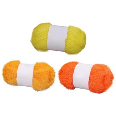 Imagem de Fio de glitter Scrubby – Fio pastel multicolorido para panos de prato de crochê, sacos e toalhas de banho, 50 g/100 por rolo (tipo nº 2, pacote com 3)