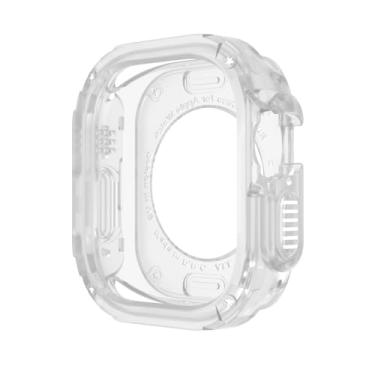 Imagem de GANYUU Capa de relógio para Apple Watch Ultra de 49 mm, 40 mm, 41 mm, 44 mm, 45 mm, 42 mm, 38 mm, capa antirqueda para iWatch séries 9, 8, 7, 6, 5, 4, SE 3 e 2 (transparente, 49 mm)