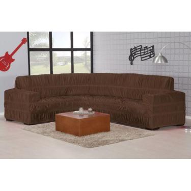 Imagem de Capa Para Sofá de Canto Até 6 Lugares Tabaco - Lovely Decor