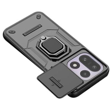 Imagem de LTLMYDAM Capa legal para OnePlus 15, capa de proteção de câmera deslizante, capa de suporte de anel fino de policarbonato fosco militar, preta, 15