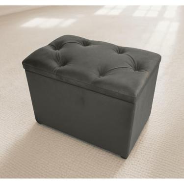 Imagem de Banco Baú Organizador 55cm Suede | Assento e Armazenamento | Para Quarto e Sala(Cinza Suede)