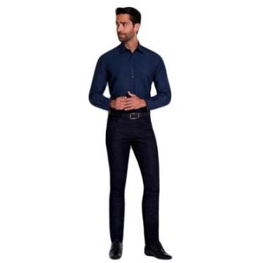 Imagem de Camisa Dudalina Masculina Comfort Tricoline Lisa Azul Marinho-Masculino