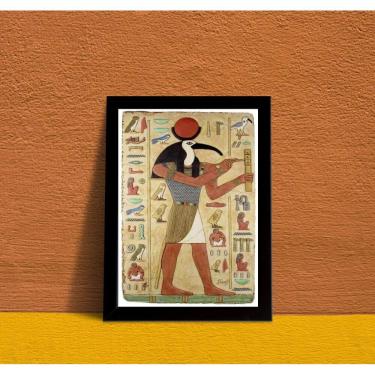 Imagem de Quadro Thoth Deus Egípcio 45x34cm Moldura Branca